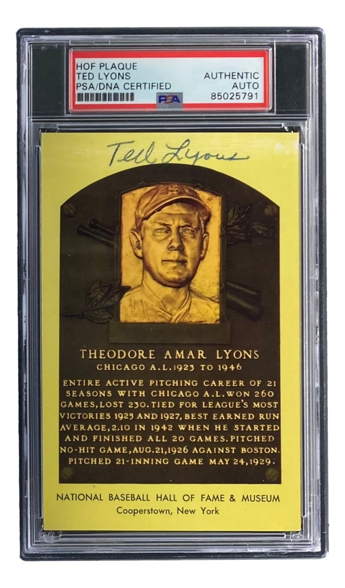 Ted Lyons Signed 4x6 Chicago White Sox HOF Plaque Card PSA/DNA 85025791 - Sports Integrity