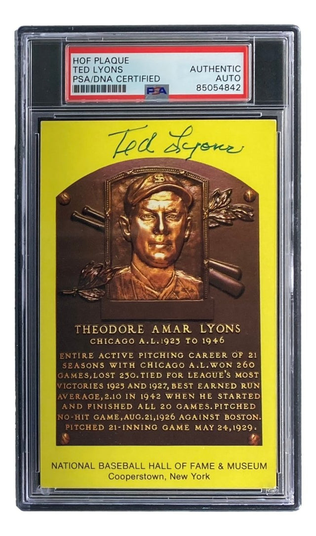 Ted Lyons Signed 4x6 Chicago White Sox HOF Plaque Card PSA/DNA 85054842 - Sports Integrity