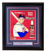 Ted Williams Signed Framed 11x13 Red Sox Vintage Moxie Soda Metal Sign BAS LOA