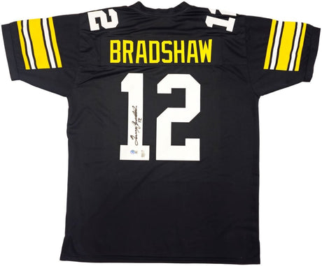 Terry Bradshaw Pittsburgh Signed Black Football Jersey BAS - Sports Integrity