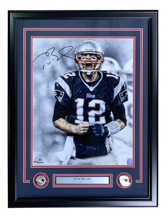 Tom Brady Signed Framed 16x20 New England Patriots Scream Photo Fanatics - Sports Integrity