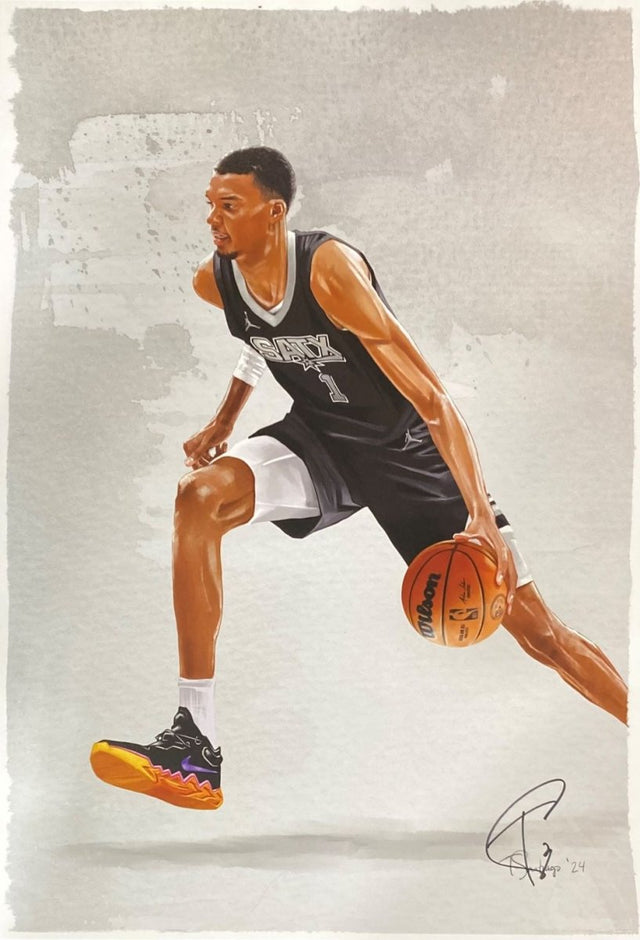 Victor Wembanyama 13x19 San Antonio Spurs Lithograph Signed by Tony Santiago - Sports Integrity