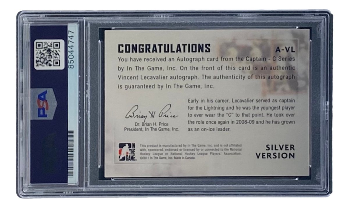 Vincent Lecavalier Signed 2011 In The Game #A - VL Lightning Hockey Card PSA/DNA - Sports Integrity