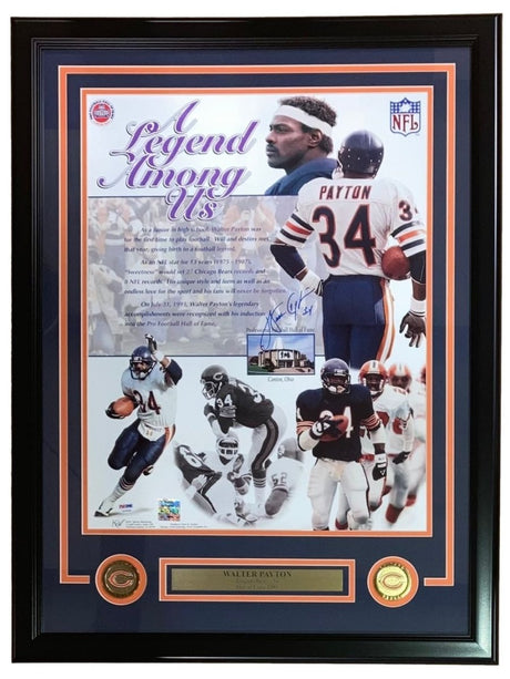 Walter Payton Signed Framed 16x20 Chicago Bears Legend Among US Photo PSA LOA - Sports Integrity