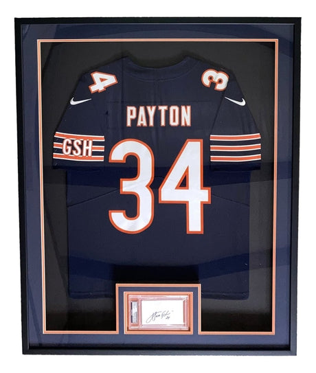 Walter Payton Framed Bears Nike Football Jersey w/ Slabbed Signed Index Card PSA - Sports Integrity