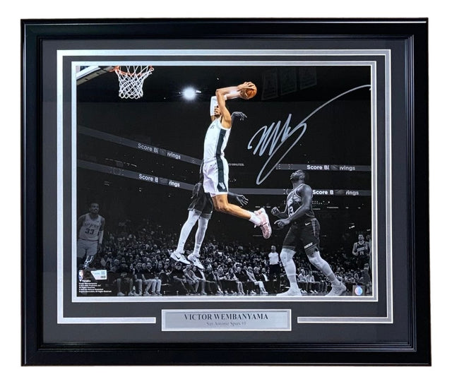 Victor Wembanyama Signed Framed 16x20 San Antonio Spurs Dunk Photo Fanatics - Sports Integrity