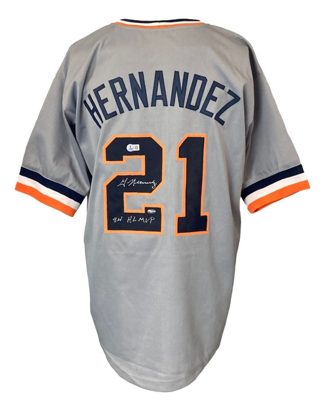 Willie Hernandez Detroit Signed Gray Baseball Jersey 84 AL MVP Inscribed BAS - Sports Integrity