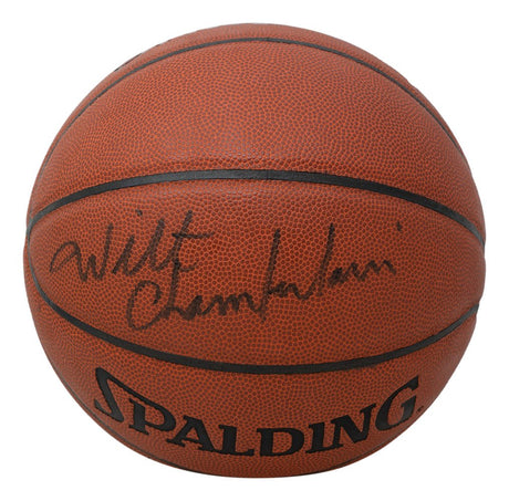 Wilt Chamberlain Los Angeles Lakers Signed Spalding Basketball PSA LOA - Sports Integrity