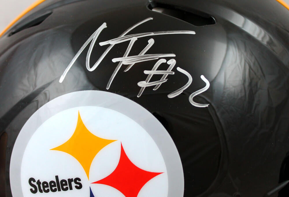 Najee Harris Autographed Pittsburgh Steelers Eclipse Speed Mini  Helmet-Fanatics *Silver