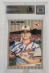 1989 Fleer #616E Billy Ripken Auto Baltimore Orioles BAS Autograph 10 Image 1