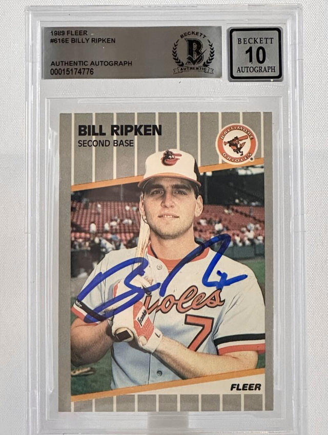 1989 Fleer #616E Billy Ripken Auto Baltimore Orioles BAS Autograph 10 Image 1