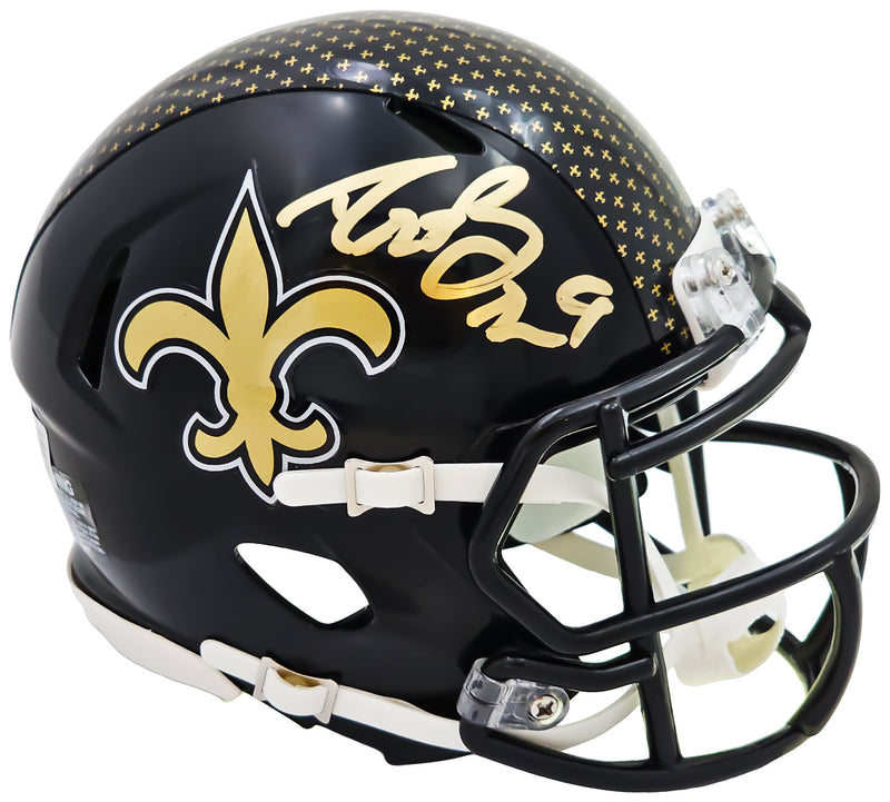 DREW BREES SIGNED AUTOGRAPHED NEW ORLEANS SAINTS LUNAR F/S FOOTBALL HELMET  JSA