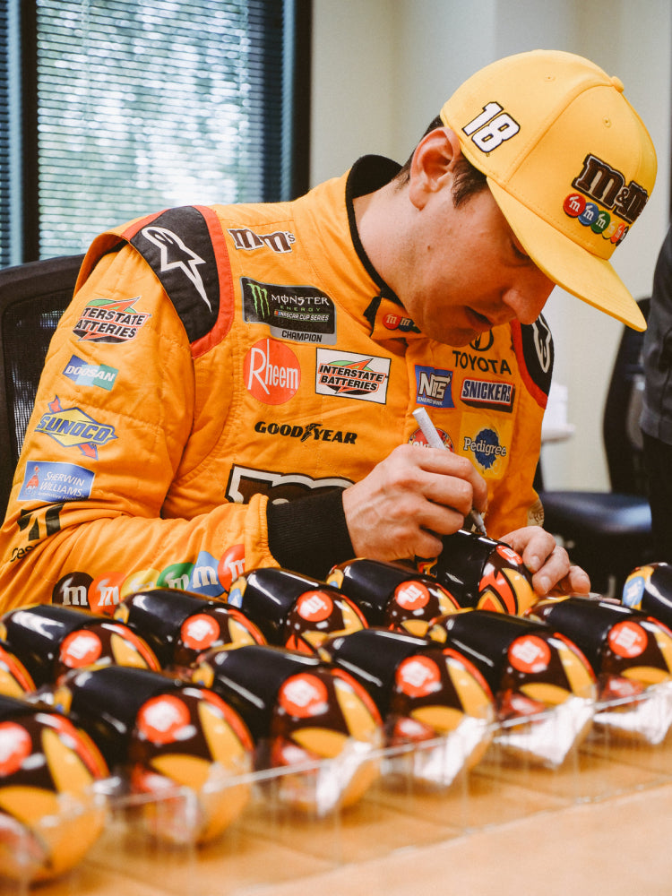 Kyle Busch Signed NASCAR #18 M&M Mini Helmet - PristineMarketplace